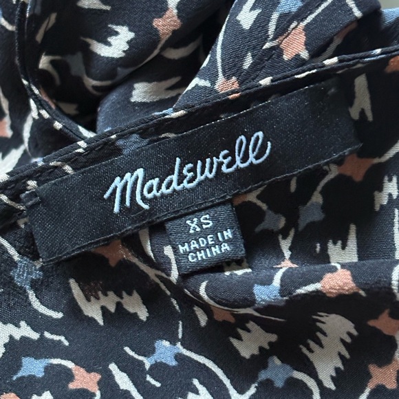 MADEWELL Silk Black Ditsy Floral Print Blouse - Picture 13 of 16